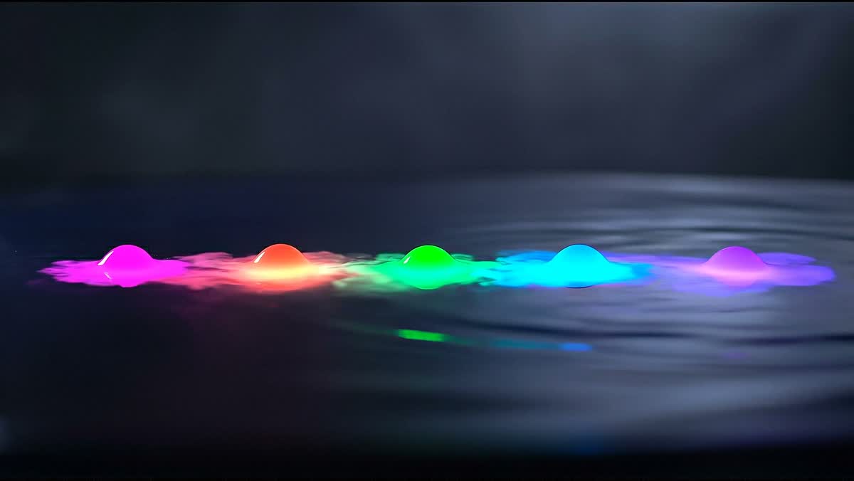 Ink drops: colored ink blooming in dark water